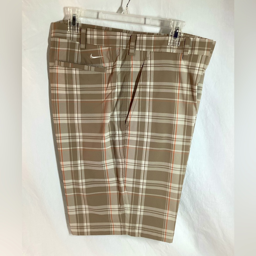 NIKE Mens Golf Dri Fit 40 Waist Shorts Plaid NEW Light Brown Plaid